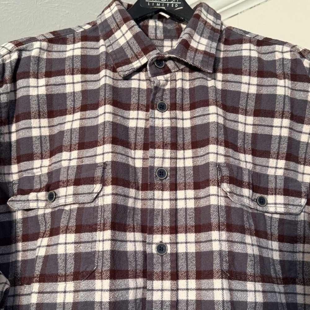 Jachs Mens Long Sleeve Button Up Heavy Flannel Shirt Plaid XXL Cream Gray Rust